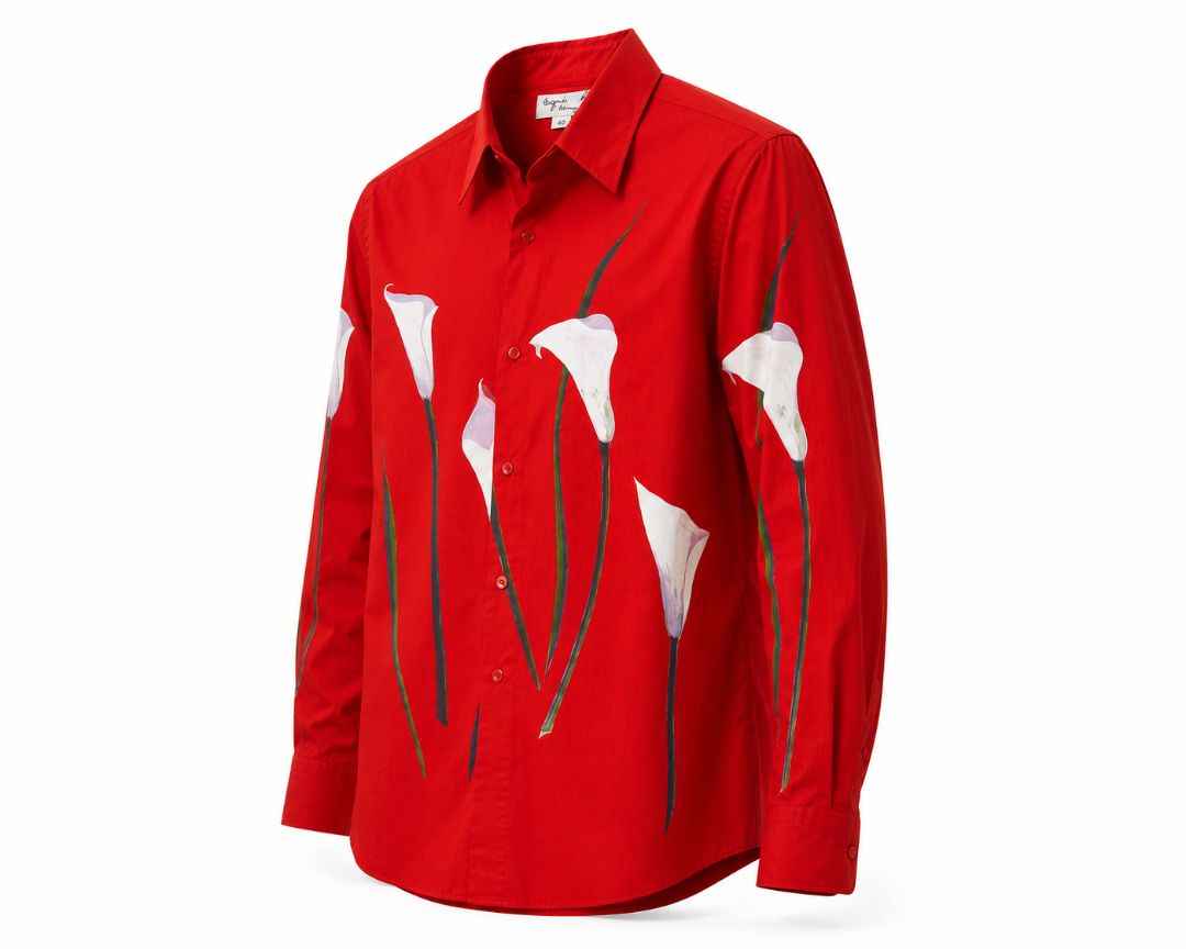 Red Agnes B. Homme Paris button up, 40