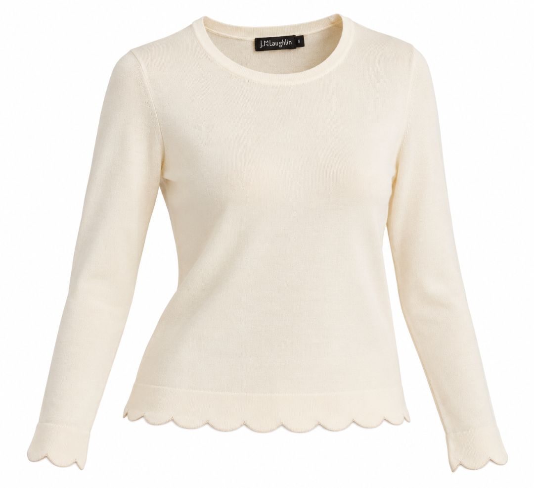 J.Mclaughlin scalloped neck shirt