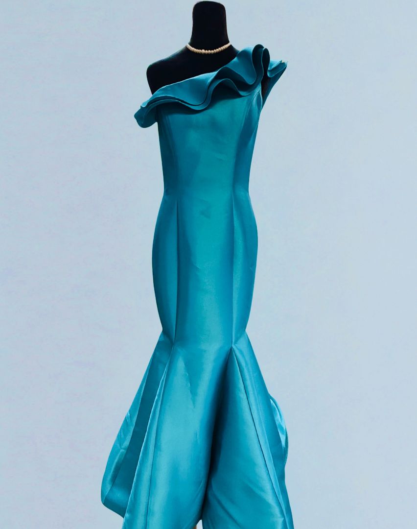 teal Jovani mermaid one shoulder dress