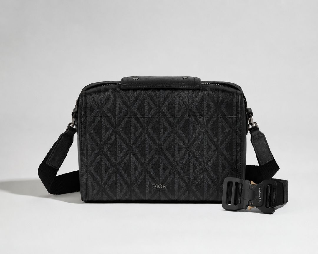 black and gray Christian Dior Diamond Lingot Crossbody bag