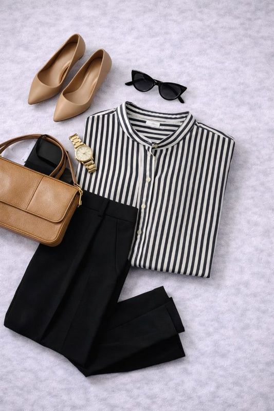 black and white GAP pinstripe blouse