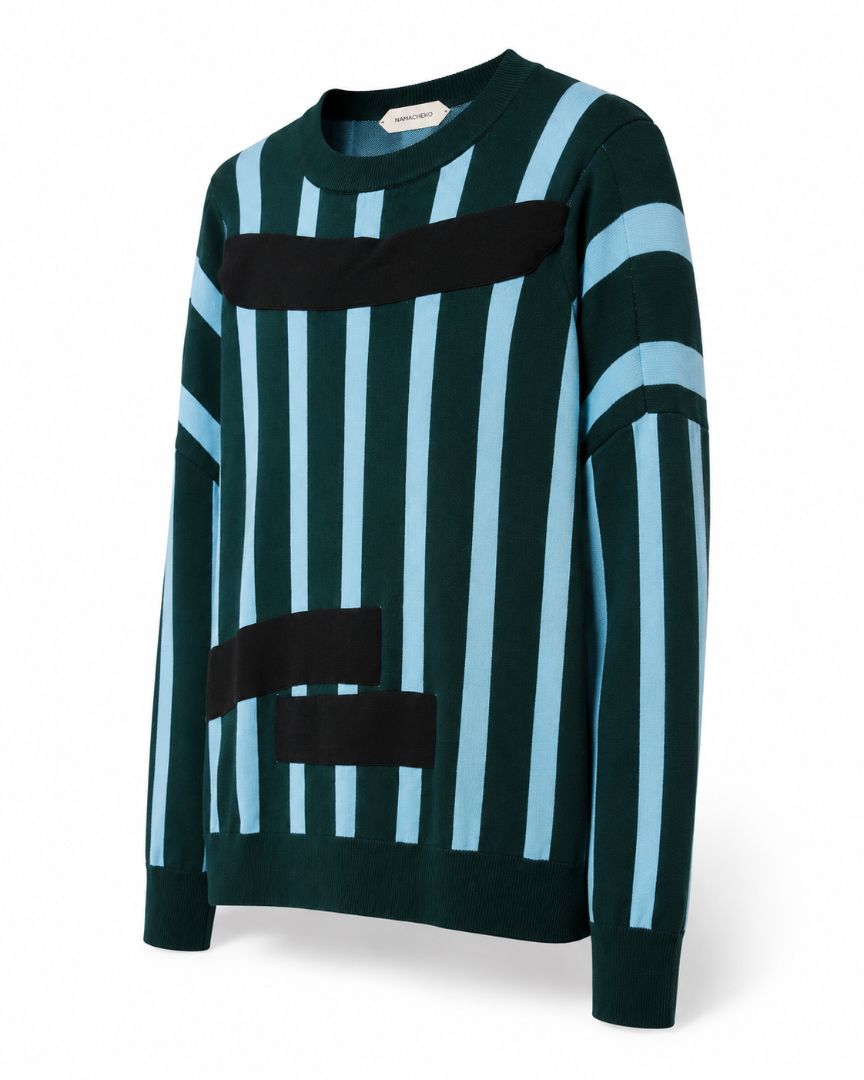 Aqua Blue/Green Namacheko knit sweater, L
