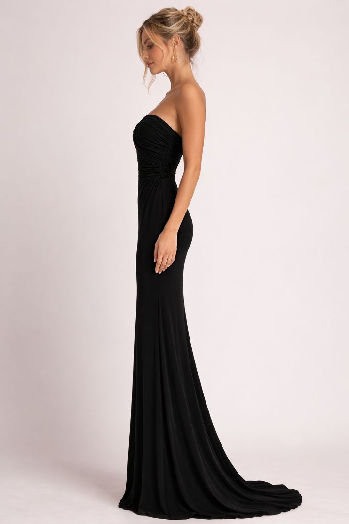 Lulus Black Strapless Gown