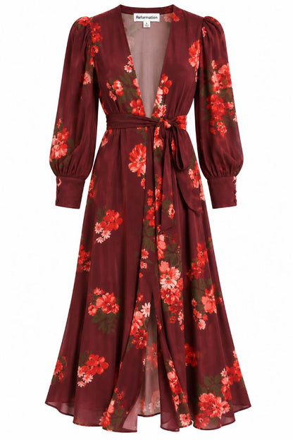 Reformation wrap floral dress