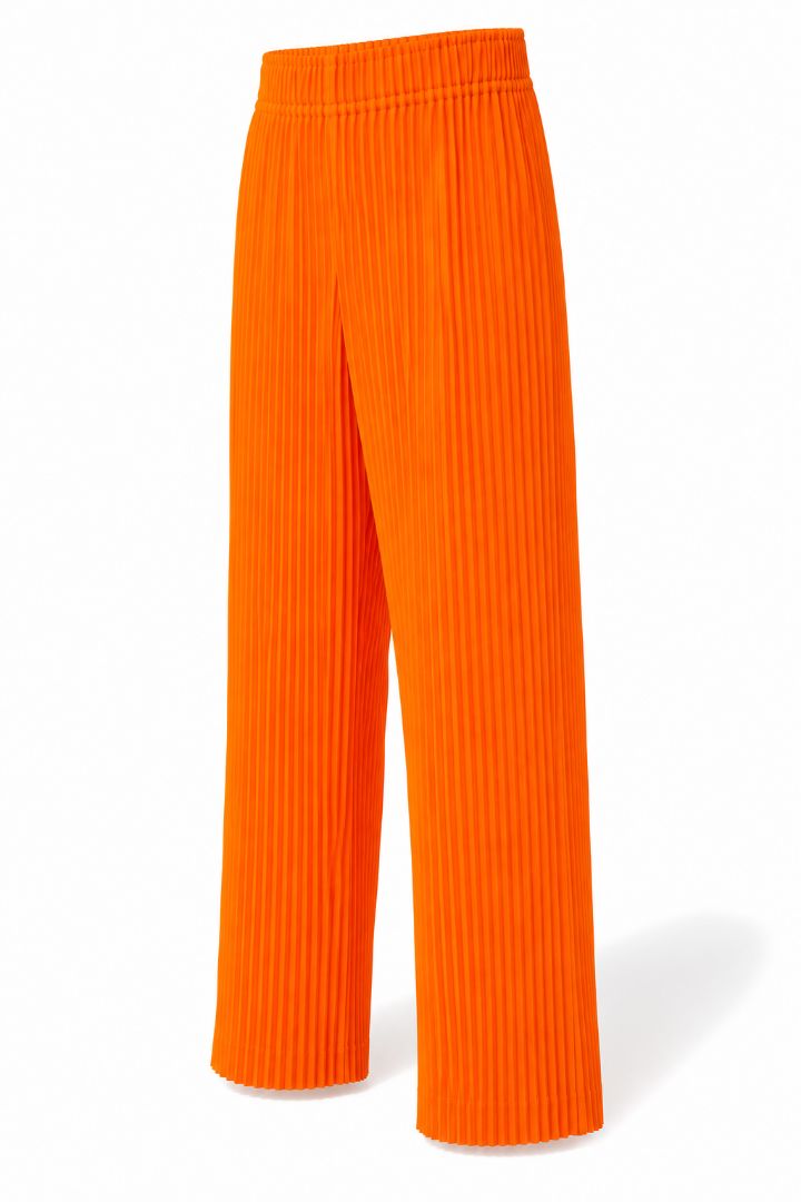 Neon Orange Homme Plisse Issey Miyake Pleated Pants, 2