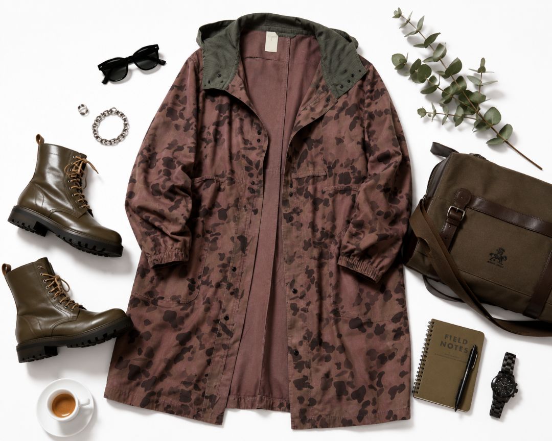 Dusty Mauve N. Hoolywood hooded long field coat, L