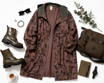 Dusty Mauve N. Hoolywood hooded long field coat, L