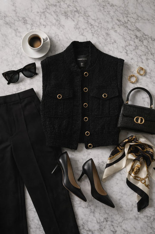 black Christian Lacroix tweed vest, S