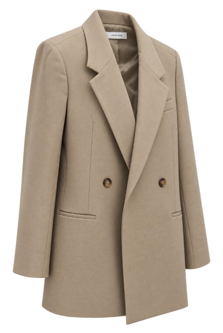 Taupe Anine Bing double breasted oversized coat