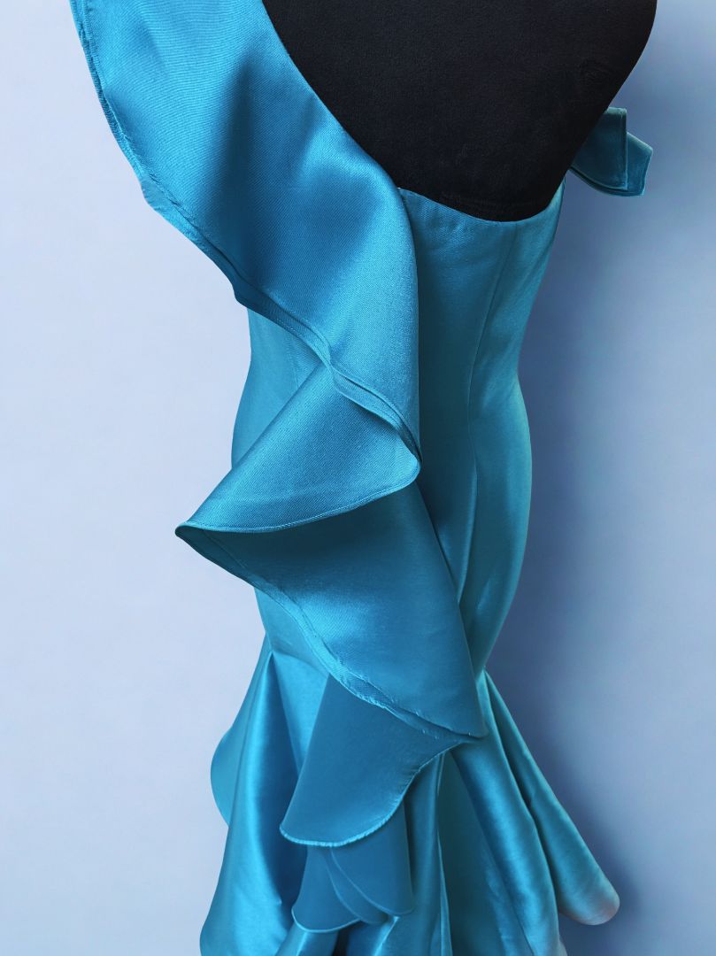 teal Jovani mermaid one shoulder dress
