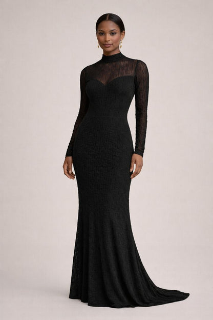 Lulus Black Mock Neck Maxi Dress M