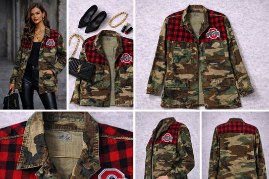 plaid and army CPT 105 vintage military jacket