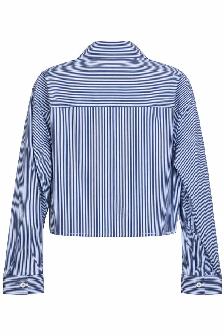 blue and white Luxecore cropped button down-shirt, multi