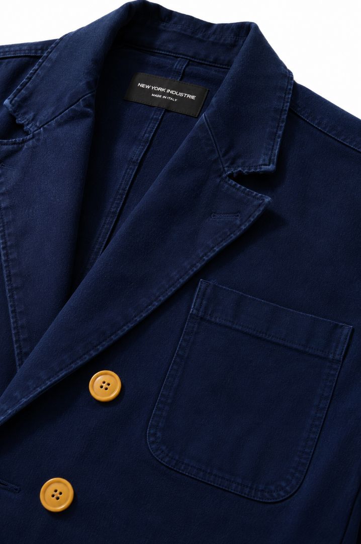 Deep Navy Blue New York Industrie Double Breasted Blazer, IT 50