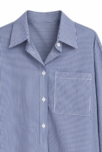 Hidden Label capri cropped pinstripe shirt