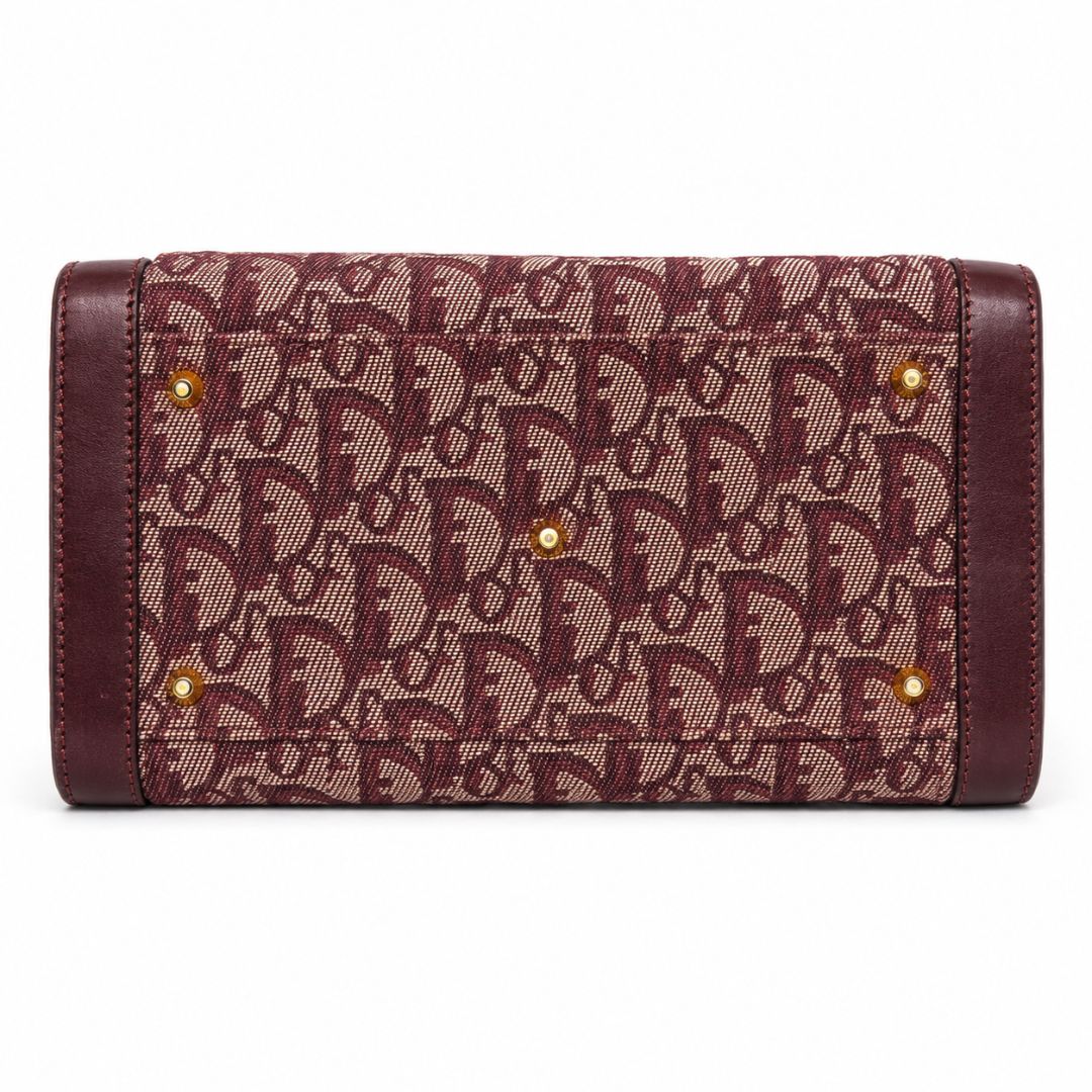 Christian Dior Vintage Burgundy Oblique trotter double pocket tote