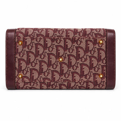 Christian Dior Vintage Burgundy Oblique trotter double pocket tote