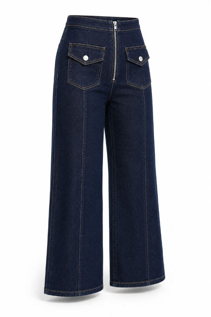 dark wash wide leg cropped jeans