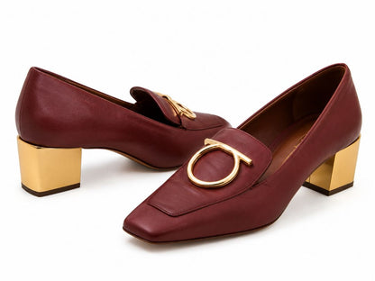 Ferragamo stacked heel loafers