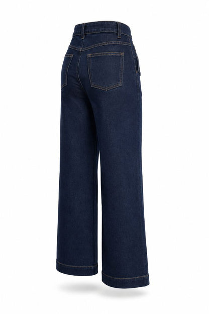 dark wash wide leg cropped jeans