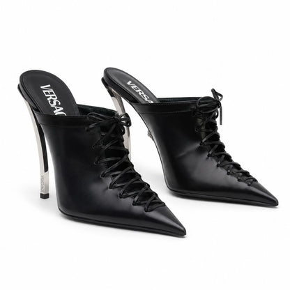 Versace corset lace up pointed toe stilleto mules