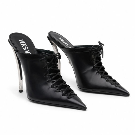 Versace corset lace up pointed toe stilleto mules
