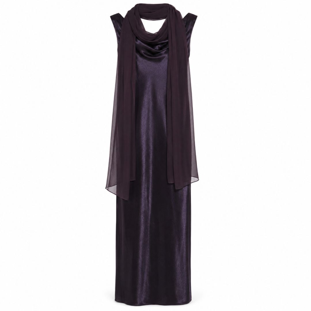 ABS silk gown with scarf