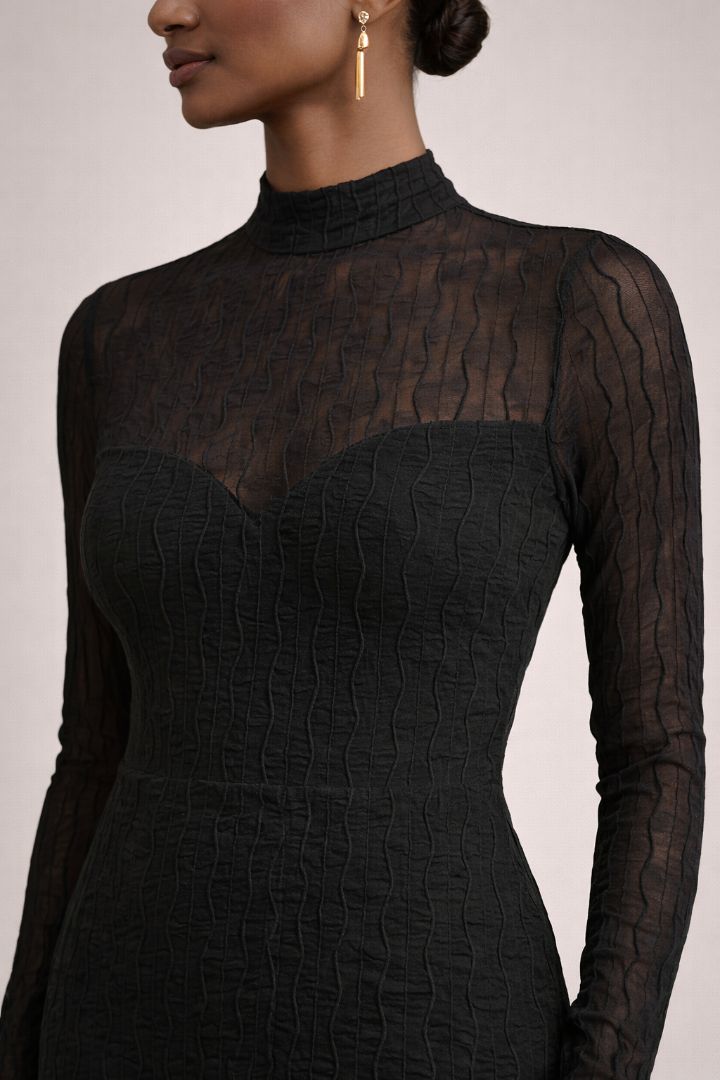 Lulus Black Mock Neck Maxi Dress M