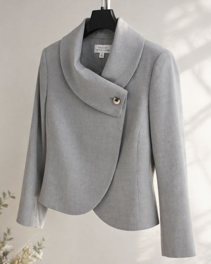 Tahari Dove Grey Asymmetric Blazer Skirt Set 6