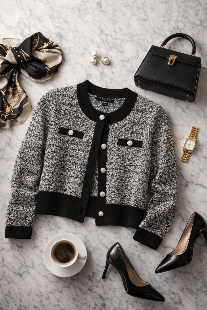 Laundry by Shelli Black Pearl Button Cardigan S