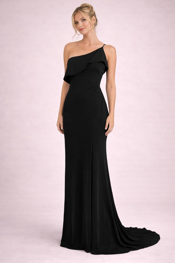 Lulus Black One-Shoulder Evening Gown