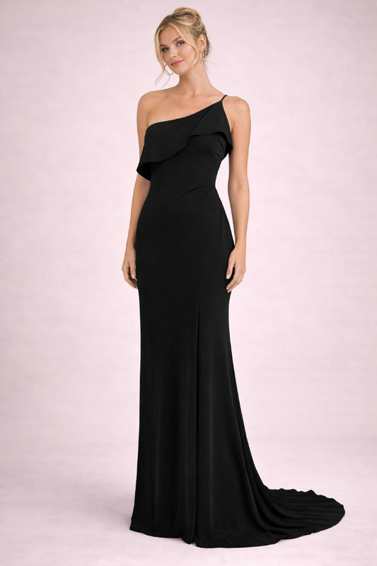 black Lulus one shoulder evening gown