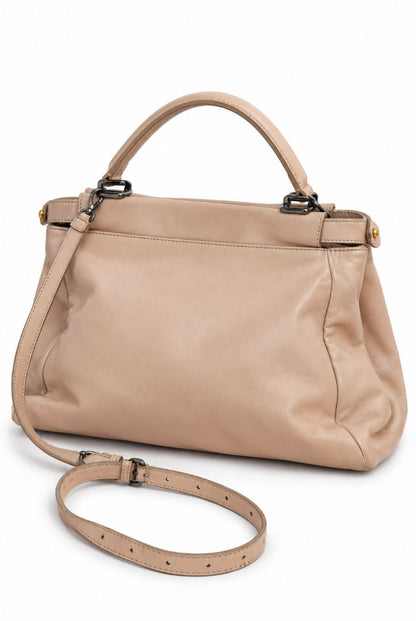Fendi peekaboo large blush beige top handle with strap
