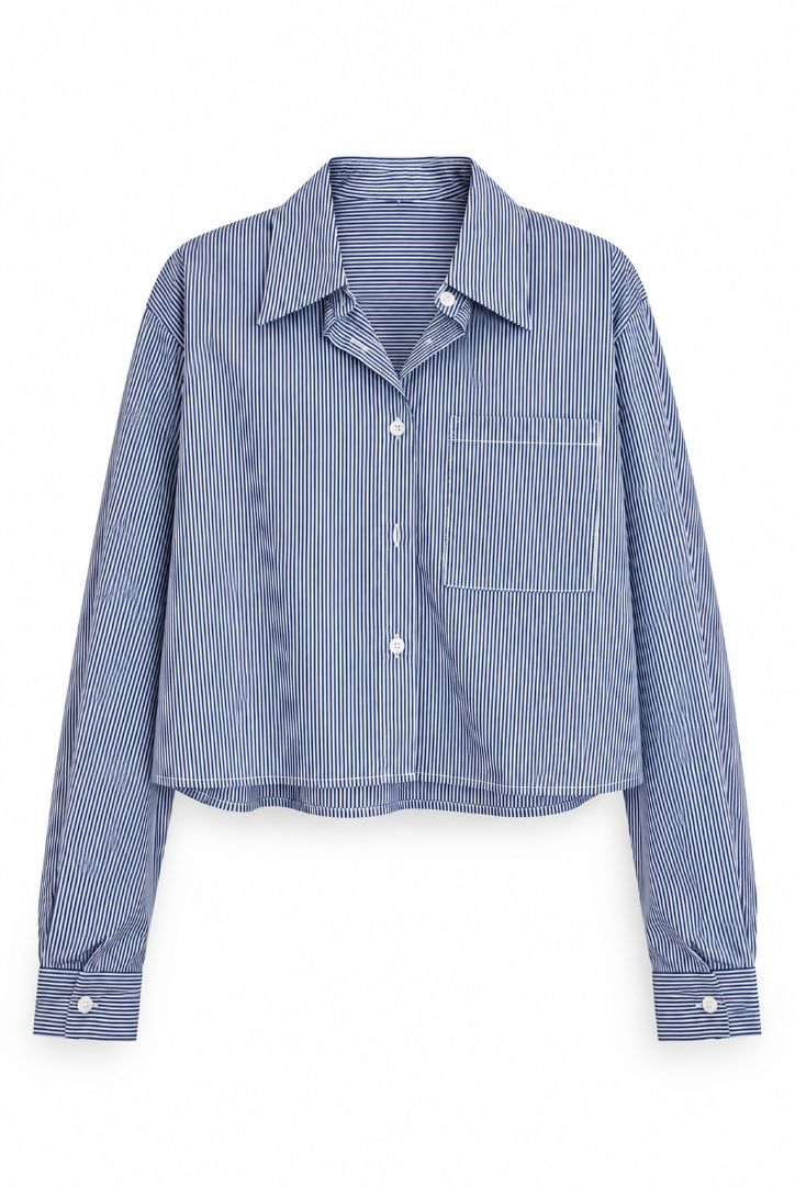 Hidden Label capri cropped pinstripe shirt