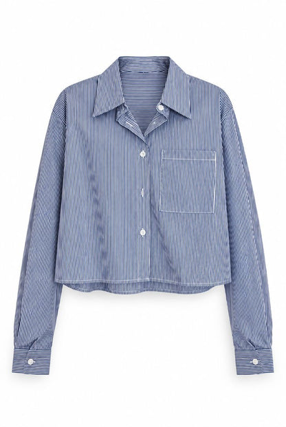 Hidden Label capri cropped pinstripe shirt