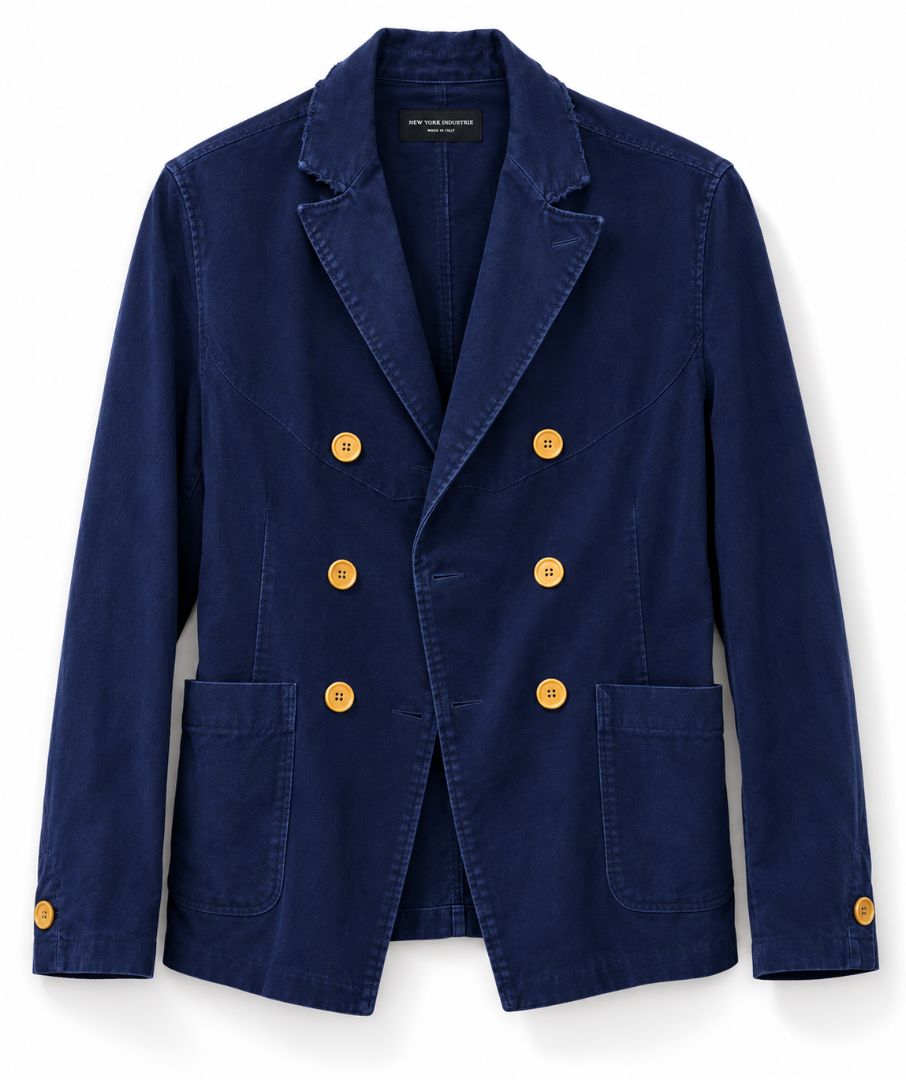 Deep Navy Blue New York Industrie Double Breasted Blazer, IT 50