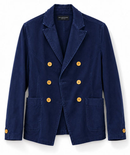 Deep Navy Blue New York Industrie Double Breasted Blazer, IT 50