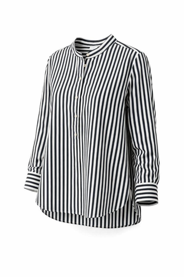 GAP Black White Stripe Band Collar Blouse
