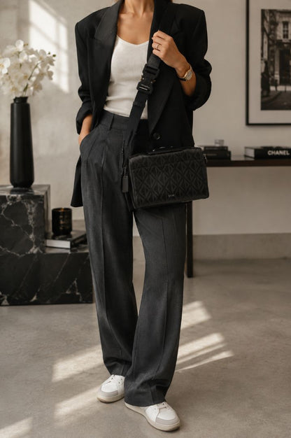 black and gray Christian Dior Diamond Lingot Crossbody bag