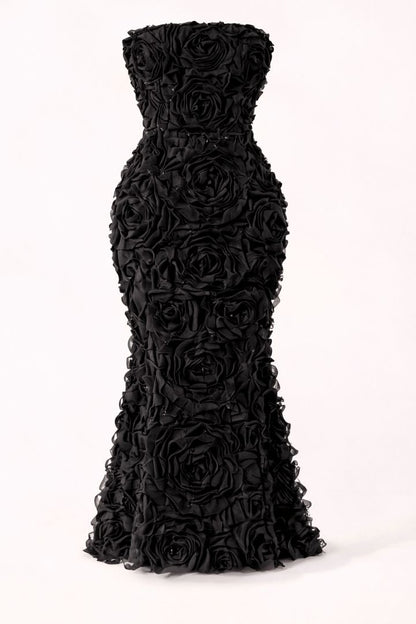 Lulus Black Rosette Gown