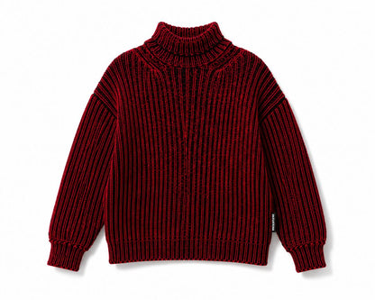 Crimson Red/Black Balenciaga Oversized Mock Neck Sweater, 34