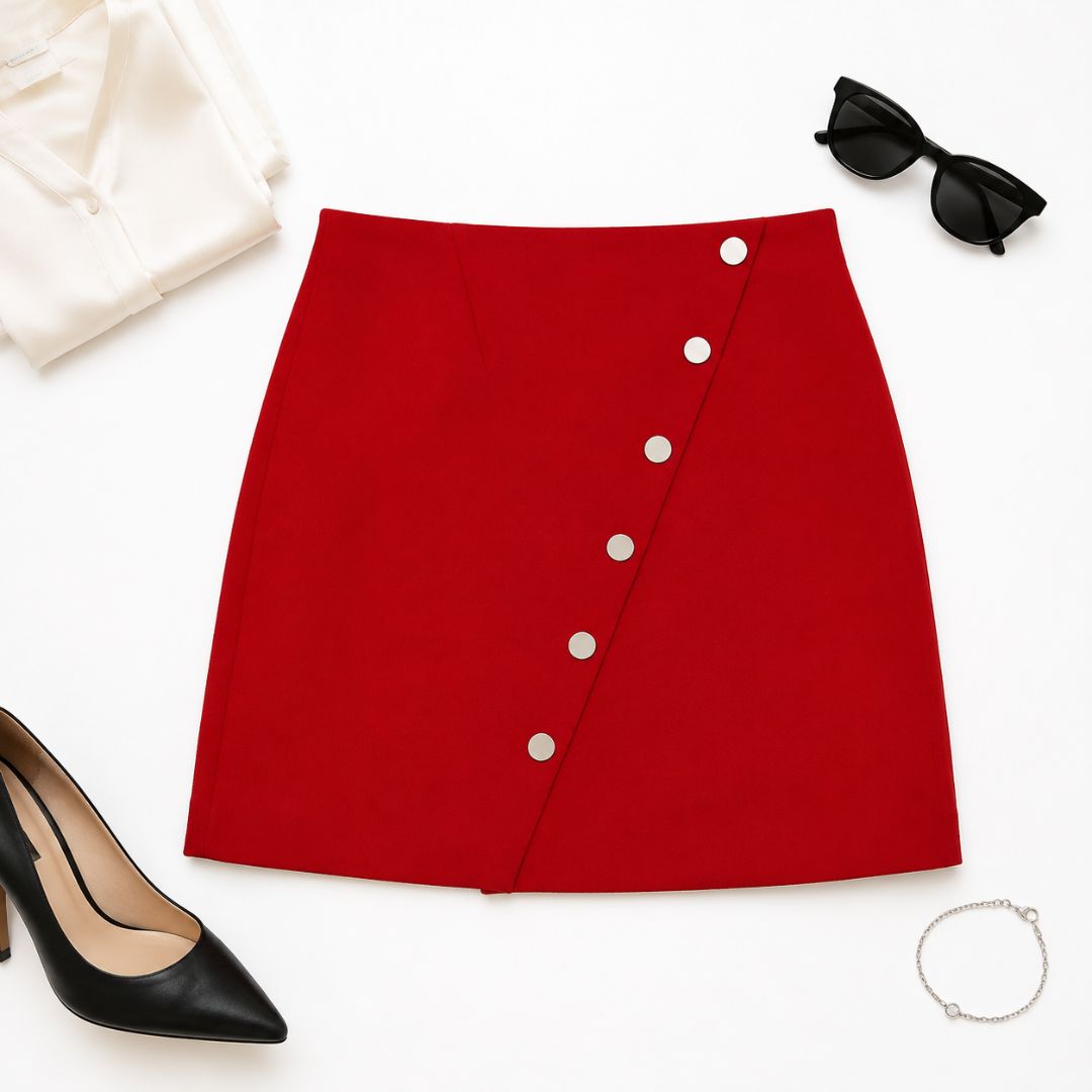 Maje Asymmetric Snap button mini skirt