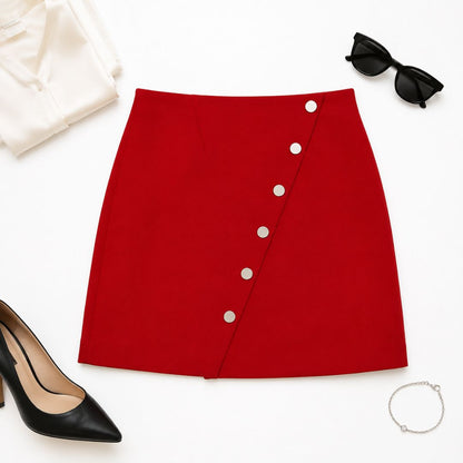 Maje Asymmetric Snap button mini skirt
