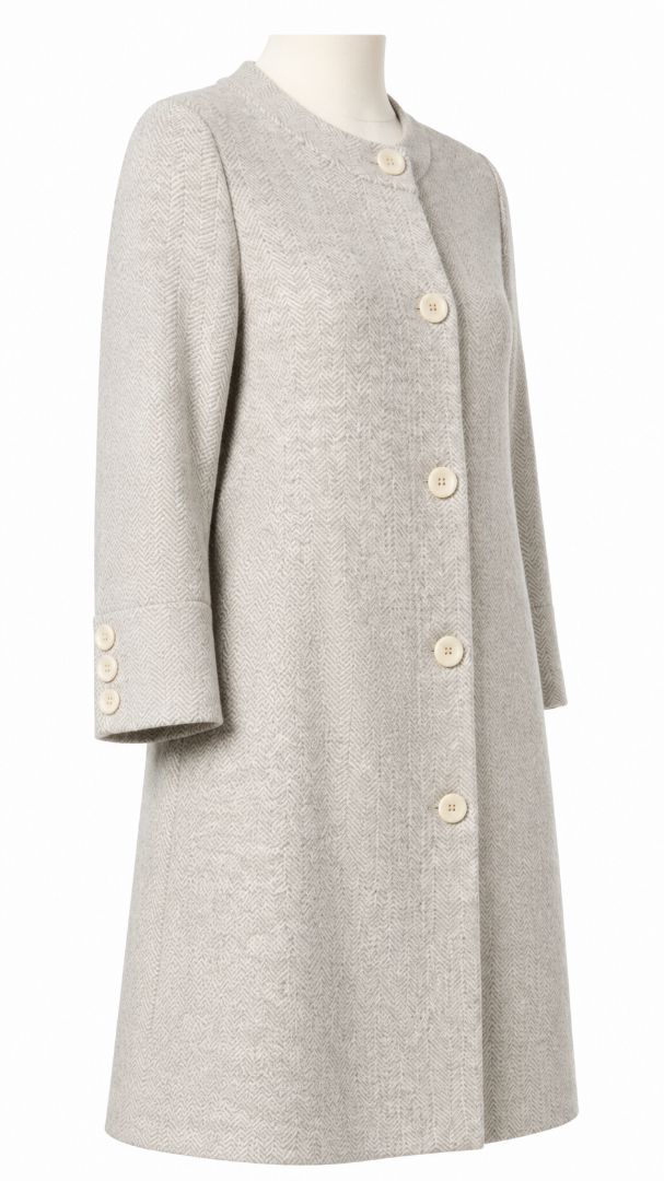 J McLaughlin herringbone collarless coat