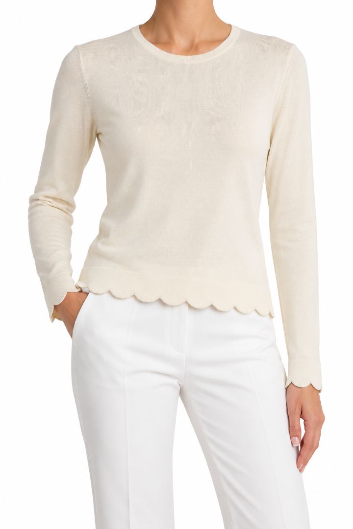 J.Mclaughlin scalloped neck shirt