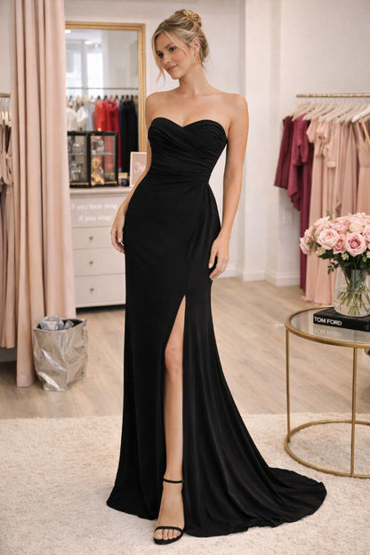 Lulus Black Strapless Gown