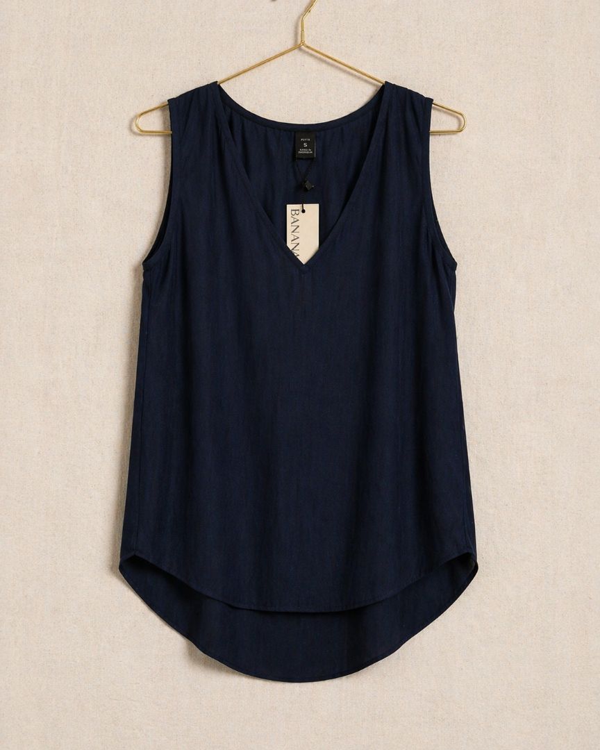 Banana Republic Navy V-Neck Sleeveless Blouse S