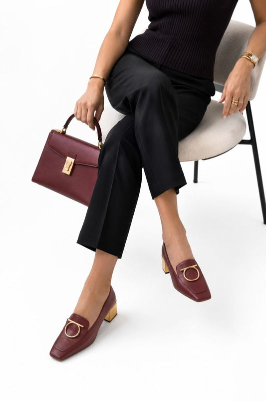 Ferragamo stacked heel loafers