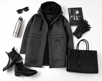 Charcoal Grey/Black Alexander Wang Oversized Hooded Coat, 36