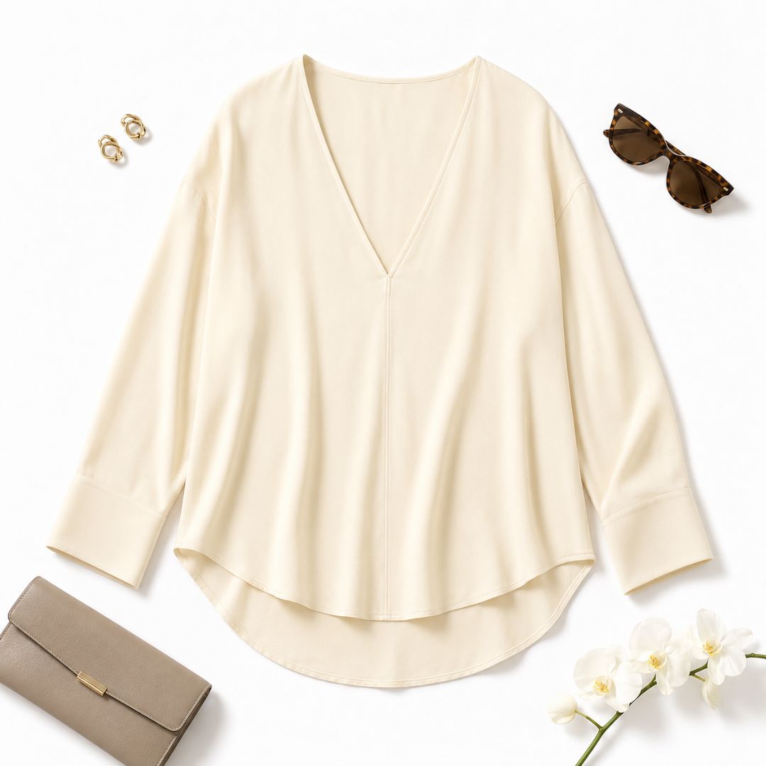Forte_ Forte silk v neck blouse